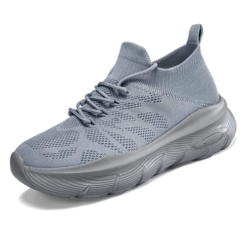 TBJ Damen Sneaker Übergrößen | Atmungsaktives Mesh Obermaterial | Elastische Strickbund mit Schnürung | Bequemschuh mit Hoher Elastizität für Weiten H | Sportliche Freizeitschuhe EU37 Grau TBJ Damen Sneaker Übergrößen | Atmungsaktives Mesh Obermaterial | Elastische Strickbund mit Schnürung | Bequemschuh mit Hoher Elastizität für Weiten H | Sportliche Freizeitschuhe EU37 Grau von TBJ