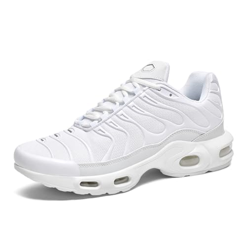 TBJ Herren Damen Air Sneakers Sportschuhe Walkingschuhe Laufschuhe mit Luftpolster Atmungsaktiv Turnschuhe Leichte Schuhe Tennisschuhe Shoes Weiß EU42 von TBJ
