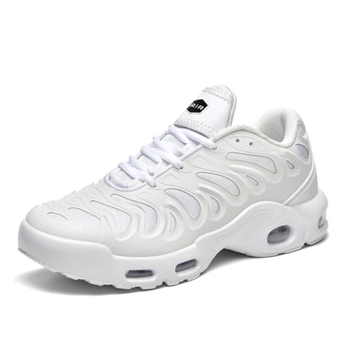 TBJ Herren Damen Air Sneakers Sportschuhe Walkingschuhe Laufschuhe mit Luftpolster Atmungsaktiv Turnschuhe Leichte Schuhe Tennisschuhe Shoes Weiß EU42 von TBJ