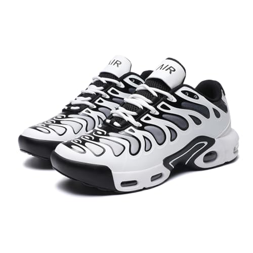 TBJ Herren Damen Air Sneakers Sportschuhe Walkingschuhe Laufschuhe mit Luftpolster Atmungsaktiv Turnschuhe Leichte Schuhe Tennisschuhe Shoes WeißSchwarz EU43 von TBJ