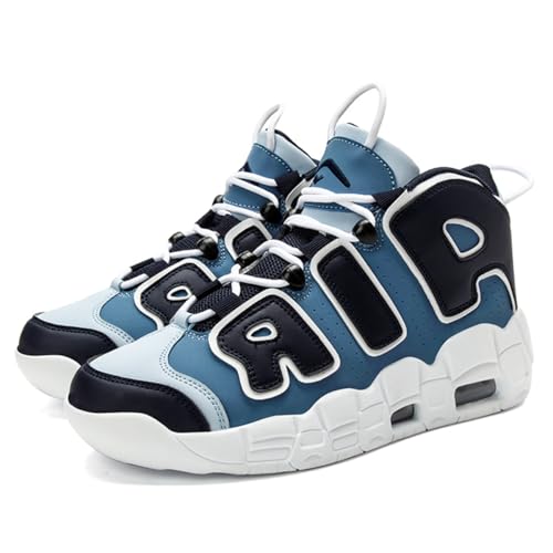 TBJ Herren Damen Air Uptempo Sneaker Schuhe Laufschuhe Turnschuhe mit Luftpolster Walkingschuhe Basketballschuhe Schwarz Blau EU 38 von TBJ