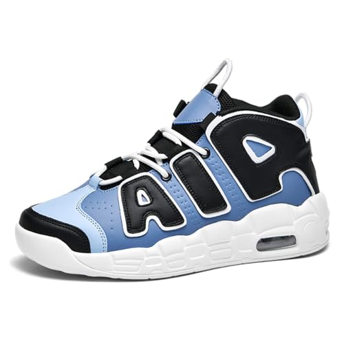 TBJ Herren Damen Air Uptempo Sneaker Schuhe Laufschuhe Turnschuhe mit Luftpolster Walkingschuhe Basketballschuhe Schwarz Blau EU 38 von TBJ