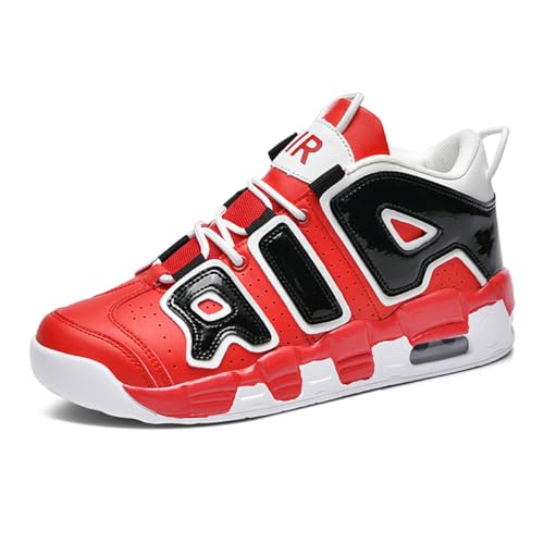 TBJ Herren Damen Air Uptempo Sneaker Schuhe Laufschuhe Turnschuhe mit Luftpolster Walkingschuhe Basketballschuhe Schwarz Rot EU 42 von TBJ