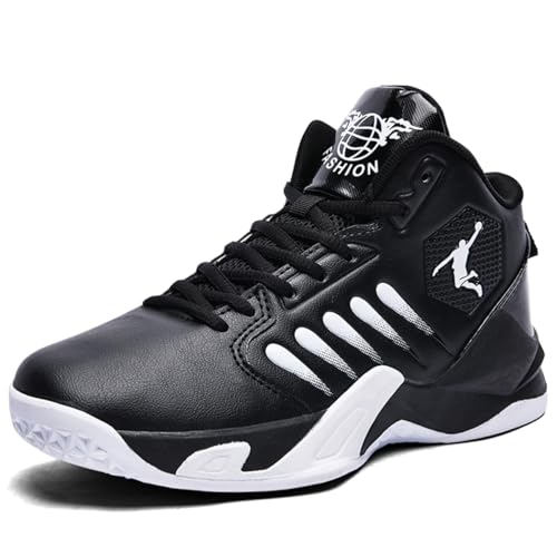 TBJ Herren Damen Basketballschuhe | Atmungsaktive & rutschfeste Treter | Hallenschuhe Sportliche Basketball Sneaker für Erwachsene Schwarz EU39 von TBJ