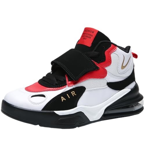 TBJ Herren Damen Basketballschuhe | Atmungsaktive & rutschfeste Treter | Hallenschuhe Sportliche Basketball Sneaker für Erwachsene WeißRot EU44 von TBJ