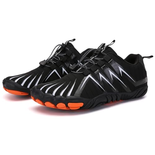 TBJ Kinder Barfußschuhe Jungen Mädchen Barfussschuhe Atmungsaktiv rutschfest Wanderschuhe Leicht Sportschuhe Laufschuh Outdoor-Kletterschuhe Multifunktionale Sportschuhe Schwarz EU39 von TBJ