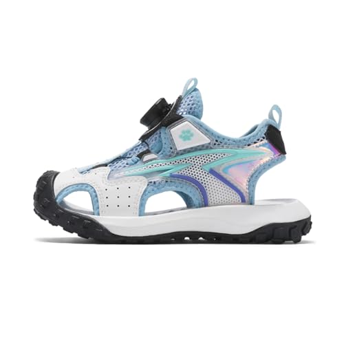 TBJ Kinder Sandalen mit Drehknopf Wandern Strand Sandalen Leicht Sneakers Kühles Blau EU 29 von TBJ