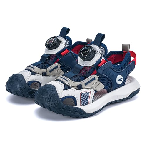 TBJ Kinder Sandalen mit Drehknopf Wandern Strand Sandalen Leicht Sneakers Kühles Dunkelblaurot EU 36 TBJ Kinder Sandalen mit Drehknopf Wandern Strand Sandalen Leicht Sneakers Kühles Dunkelblaurot EU 36 von TBJ