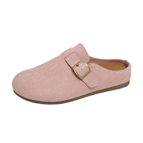 TBJ Slip-On Bequeme Damenschuhe Clogs Suede Leather Backstrap Mules Sandal EU37 Rosa von TBJ