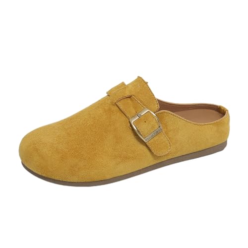TBJ Slip-On Bequeme Damenschuhe Clogs Suede Leather Backstrap Mules Sandal EU40 Gelb von TBJ