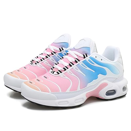 TBJ Unisex Air Schuhe leichte Laufschuhe Turnschuhe mit Luftpolster Atmungsaktiv rutschfeste Walkingschuhe Tennisschuhe Basketballschuhe Sportschuhe Sneaker Damen Shoes Regenbogen EU 44 von TBJ