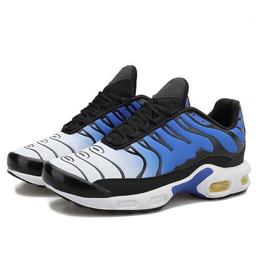 TBJ Unisex Air Schuhe leichte Laufschuhe Turnschuhe mit Luftpolster Atmungsaktiv rutschfeste Walkingschuhe Tennisschuhe Basketballschuhe Sportschuhe Sneaker Damen Shoes Weiß Blau EU 43 von TBJ