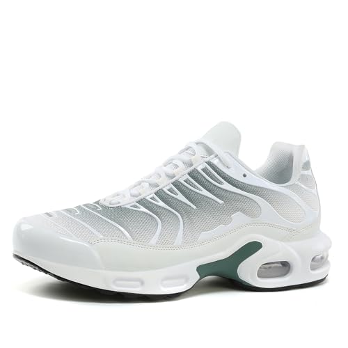 TBJ Unisex Air Schuhe leichte Laufschuhe Turnschuhe mit Luftpolster Atmungsaktiv rutschfeste Walkingschuhe Tennisschuhe Basketballschuhe Sportschuhe Sneaker Damen Shoes Weiß grün EU 41 von TBJ