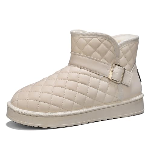 TBJ Unisex Overknee Winterstiefel, Weiche Velours Schneestiefel mit Fellfutter, Paar Schuhe, PVC-Sohle, Größe Groß, Extrem Warm EU38 Beige von TBJ