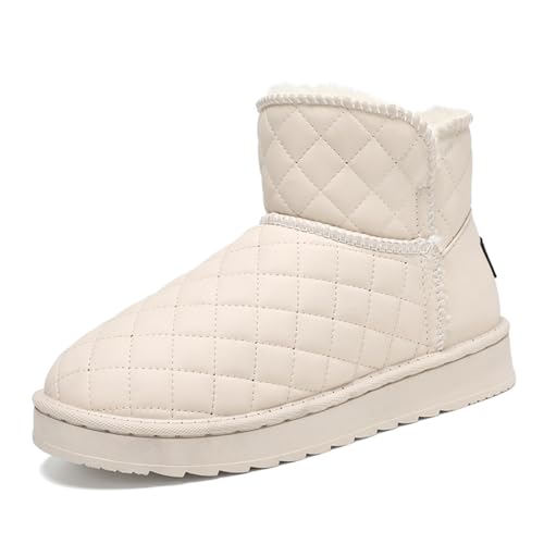 TBJ Unisex Overknee Winterstiefel, Weiche Velours Schneestiefel mit Fellfutter, Paar Schuhe, PVC-Sohle, Größe Groß, Extrem Warm EU38-Beige. von TBJ