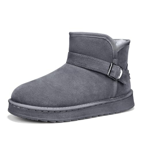 TBJ Unisex Overknee Winterstiefel, Weiche Velours Schneestiefel mit Fellfutter, Paar Schuhe, PVC-Sohle, Größe Groß, Extrem Warm EU45 Grau von TBJ