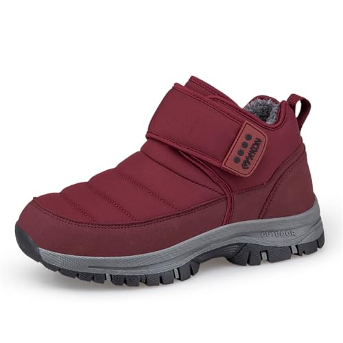 TBJ Winter Wärmende Hochschaft-Sneaker， Extra Weite Damen & Herren， Bequemliche Gehschuhe für Ältere， Mama Papa Schuhe EU36-Dattelrot. von TBJ