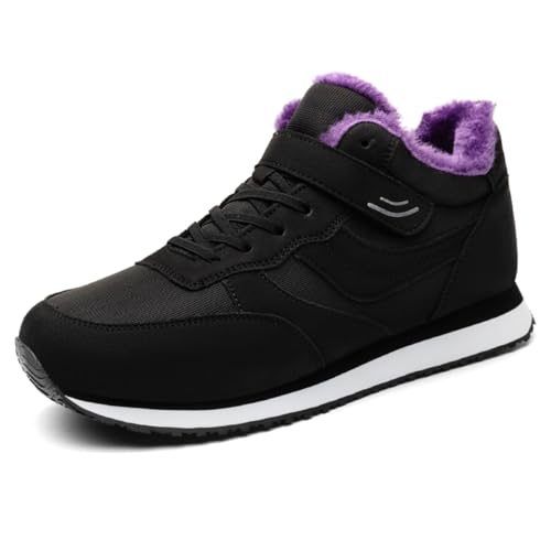 TBJ Winter Wärmende Hochschaft-Sneaker， Extra Weite Damen & Herren， Bequemliche Gehschuhe für Ältere， Mama Papa Schuhe EU43 SchwarzViolett von TBJ