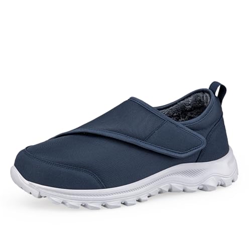 TBJ Winter Wärmende Hochschaft-Sneaker， Extra Weite Damen & Herren， Bequemliche Gehschuhe für Ältere， Mama Papa Schuhe EU44-Dunkelblau von TBJ