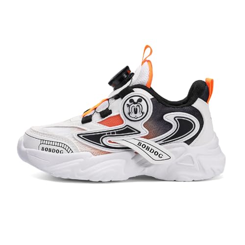 TBJ tägliches Tragen Kinderschuhe Jungen Mädchen Sportschuhe Laufschuhe Turnschuhe mit Drehknopf Atmungsaktiv Mode Leicht Turnschuhe Sneakers Schwarz Rot EU 35 von TBJ