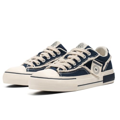 Unisex Leinenschuhe Canvas Sneaker Low Top - Leichte Freizeitschuhe mit Rundem Zeh - Modische Trend Schuhe für Damen und Herren - Bequeme Alltagsschuhe EU39 Blau von TBJ