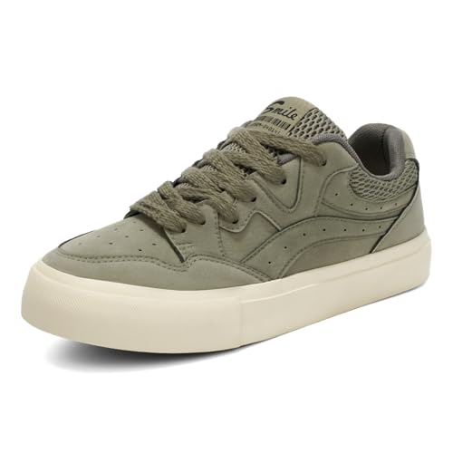 Unisex Leinenschuhe Canvas Sneaker Low Top - Leichte Freizeitschuhe mit Rundem Zeh - Modische Trend Schuhe für Damen und Herren - Bequeme Alltagsschuhe EU39-Grün. von TBJ