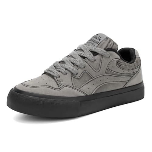 Unisex Leinenschuhe Canvas Sneaker Low Top - Leichte Freizeitschuhe mit Rundem Zeh - Modische Trend Schuhe für Damen und Herren - Bequeme Alltagsschuhe EU40 Grau von TBJ