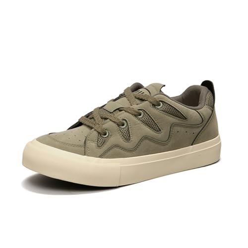 Unisex Leinenschuhe Canvas Sneaker Low Top - Leichte Freizeitschuhe mit Rundem Zeh - Modische Trend Schuhe für Damen und Herren - Bequeme Alltagsschuhe EU42-Grün von TBJ