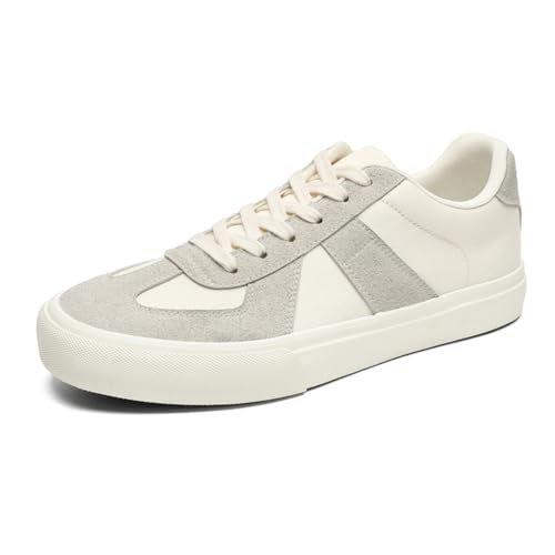 Unisex Leinenschuhe Canvas Sneaker Low Top - Leichte Freizeitschuhe mit Rundem Zeh - Modische Trend Schuhe für Damen und Herren - Bequeme Alltagsschuhe EU42 Weiß von TBJ