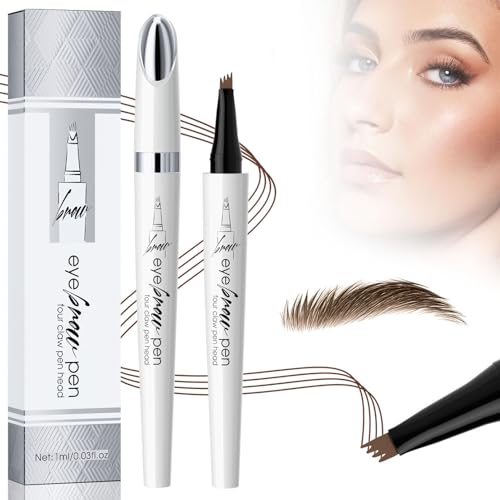 2024 Neu 3D Mikro Magischer Augenbrauenstift, Wasserdichter Augenbrauenstift mit 4 Gabelspitze Applikator, Wasserfester Eyebrow Pencil Erzeugt Mühelos Natürlich Aussehende Brauen (1# Hellbraun) von TBLMPNE