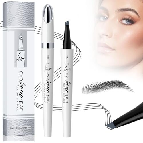 2024 Neu 3D Mikro Magischer Augenbrauenstift, Wasserdichter Augenbrauenstift mit 4 Gabelspitze Applikator, Wasserfester Eyebrow Pencil Erzeugt Mühelos Natürlich Aussehende Brauen (3# Grau) von TBLMPNE