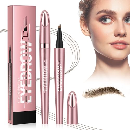 2024 Neu Magischer Augenbrauenstift Wasserfest, 3D Micro Eyebrow Pencil Augenbrauenstift mit 4 Gabelspitze Applikator, Brow Pencil Erzeugt Mühelos Natürlich Aussehende Brauen (1# Hellbraun) von TBLMPNE