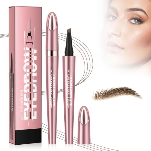 3D Magischer Mikro Augenbrauenstift, 2024 Neu Wasserdichter Augenbrauenstift mit 4 Gabelspitze Applikator, Wasserfester Eyebrow Pencil Erzeugt Mühelos Natürlich Aussehende Brauen (1#-Hellbraun) von TBLMPNE