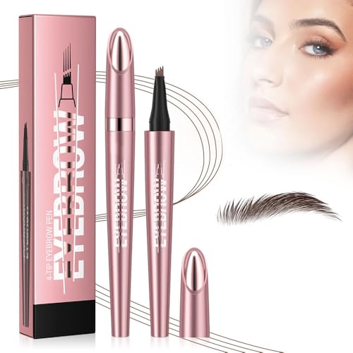 3D Magischer Mikro Augenbrauenstift, 2024 Neu Wasserdichter Augenbrauenstift mit 4 Gabelspitze Applikator, Wasserfester Eyebrow Pencil Erzeugt Mühelos Natürlich Aussehende Brauen (2#-Dunkelbraun) von TBLMPNE