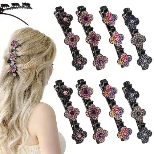 8 Stück Blumen Haarklammer, 2025 Neu Haarspangen Damen, Kristall Haarklammern Haarschmuck Haarklammer Blume, Geflochtene Haarspange Mädchen, Kreieren sie eine Vielzahl Stilvoller Frisuren (2#-8 stück) von TBLMPNE