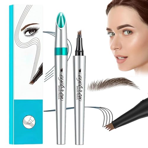 Augenbrauenstift, 3D Microblading Augenbrauenstift Wasserfest, Magischer Augenbrauenfarbe Eyebrow Pencil mit 4 Gabelspitze Applikator, Erzeugt Mühelos Natürlich Aussehende (Stil A-02# Dunkelbraun) von TBLMPNE
