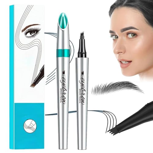 Augenbrauenstift, 3D Microblading Augenbrauenstift Wasserfest, Magischer Augenbrauenfarbe Eyebrow Pencil mit 4 Gabelspitze Applikator, Erzeugt Mühelos Natürlich Aussehende (Stil A-03# Grau) von TBLMPNE