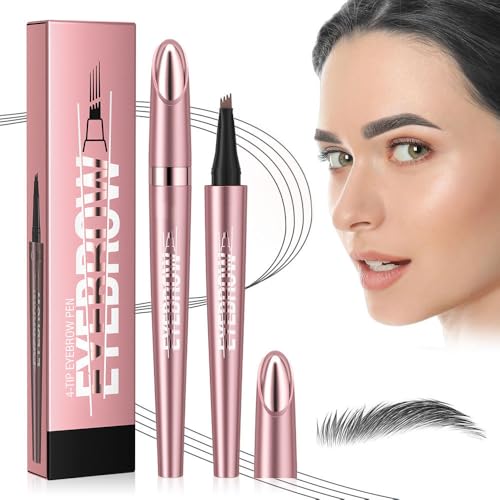 Augenbrauenstift, 3D Microblading Augenbrauenstift Wasserfest, Magischer Augenbrauenfarbe Eyebrow Pencil mit 4 Gabelspitze Applikator, Erzeugt Mühelos Natürlich Aussehende (Stil B-03# Grau) von TBLMPNE