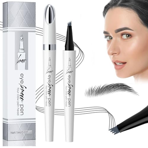 Augenbrauenstift Wasserfest, 2025 3D Microblading Magischer Augenbrauenstift Dunkelbraun Eyebrow Pencil mit 4 Gabelspitze Applikator, Erzeugt Mühelos Natürlich Aussehende Brauen (C-03# Grau) von TBLMPNE