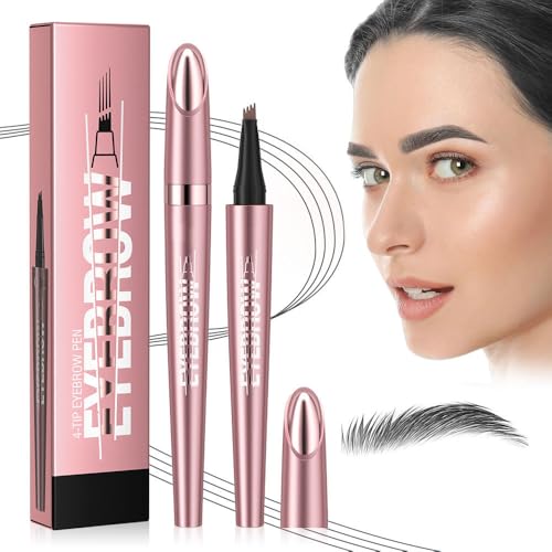 Magischer Augenbrauenstift Wasserfest, 3D Micro Augenbrauenstift Dunkelbraun Eyebrow Pencil mit 4 Gabelspitze Applikator, Brow Pencil Erzeugt Mühelos Natürlich Aussehende Brauen (3#-Grau) von TBLMPNE