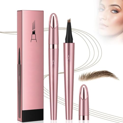 Magischer Wasserdichter Augenbrauenstift mit 4 Gabelspitze Applikator, 3D Mikro Augenbrauenstift, 2024 Neu Wasserfester Eyebrow Pencil Erzeugt mühelos natürlich aussehende Brauen (A-Hellbraun) von TBLMPNE