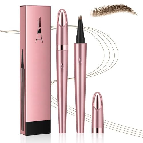 Mikro Wasserdichter Augenbrauenstift mit 4 Gabelspitze Applikator, 3D Augenbrauenstift, 2024 Neu Upgrade Wasserfester Eyebrow Pencil Erzeugt mühelos natürlich aussehende Brauen (A# Hellbraun) von TBLMPNE
