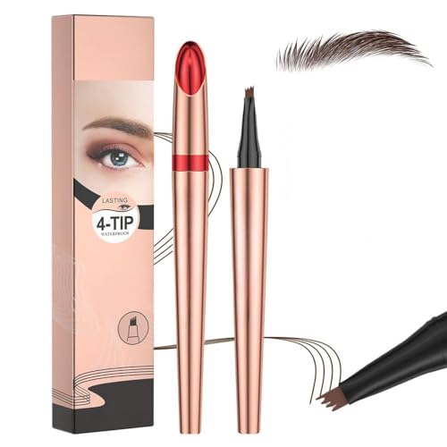 Mikro Wasserdichter Augenbrauenstift mit 4 Gabelspitze Applikator, 3D Augenbrauenstift, 2024 Neu Upgrade Wasserfester Eyebrow Pencil Erzeugt mühelos natürlich aussehende Brauen (B# Dunkelbraun) von TBLMPNE