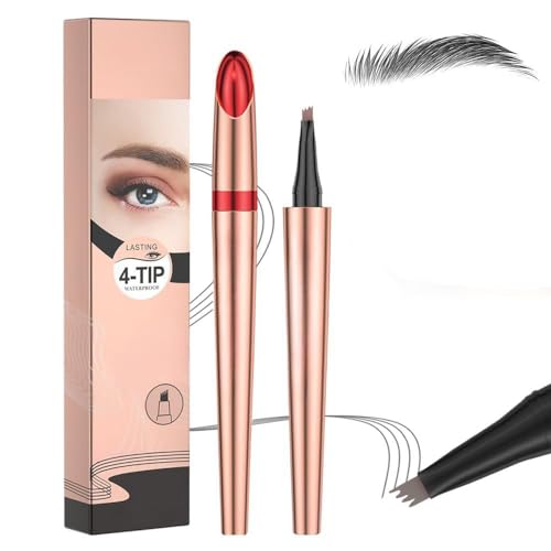 Mikro Wasserdichter Augenbrauenstift mit 4 Gabelspitze Applikator, 3D Augenbrauenstift, 2024 Neu Upgrade Wasserfester Eyebrow Pencil Erzeugt mühelos natürlich aussehende Brauen (B# Grau) von TBLMPNE