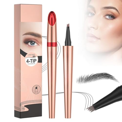 Wasserdichter 3D Mikro Augenbrauenstift mit 4 Gabelspitzen Applikator, 2024 Neu Eyebrow Pencil, Wasserfester Augenbrauenstift Erzeugt Mühelos Natürlich Aussehende Brauen (3# Grau) von TBLMPNE