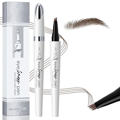 Wasserdichter 3D Mikro Magischer Augenbrauenstift mit 4 Gabelspitze Applikator, 2024 Neu Augenbrauenstift Wasserfester Eyebrow Pencil Erzeugt Mühelos natürlich aussehende Brauen (1, Dunkelbraun-2#) von TBLMPNE