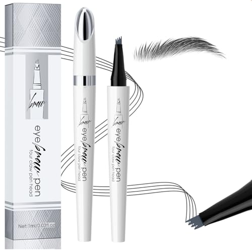Wasserdichter 3D Mikro Magischer Augenbrauenstift mit 4 Gabelspitze Applikator, 2024 Neu Augenbrauenstift Wasserfester Eyebrow Pencil Erzeugt Mühelos natürlich aussehende Brauen (1, Grau-3#) von TBLMPNE
