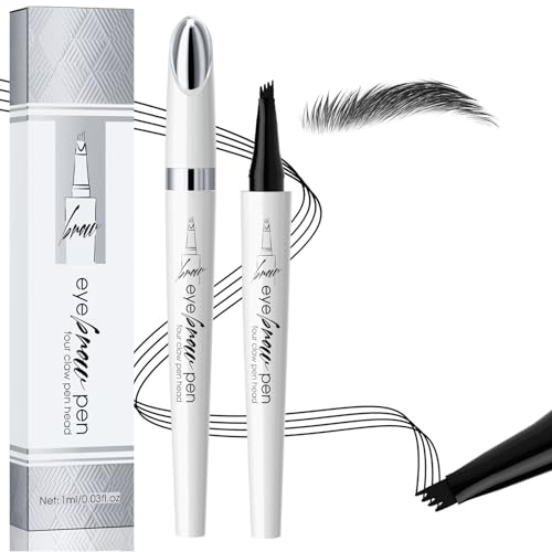 Wasserdichter 3D Mikro Magischer Augenbrauenstift mit 4 Gabelspitze Applikator, 2024 Neu Augenbrauenstift Wasserfester Eyebrow Pencil Erzeugt Mühelos natürlich aussehende Brauen (2, Schwarz-4#) von TBLMPNE