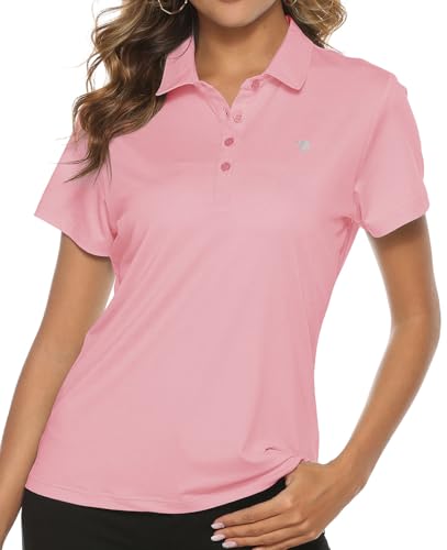 TBMPOY Damen Golf-Polo-T-Shirt, leicht, feuchtigkeitsableitend, kurzärmelig, schnell trocknend, 4 Knöpfe, D23 - Light Pink, Mittel TBMPOY Damen Golf-Polo-T-Shirt, leicht, feuchtigkeitsableitend, kurzärmelig, schnell trocknend, 4 Knöpfe, D23 - Light Pink, Mittel von TBMPOY
