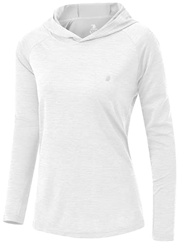 TBMPOY Damen LSF 50+ Sonnenschutz Hoodie Shirt Langarm Angeln Wandern Outdoor UV Shirt Leicht, 13-weiß, Mittel von TBMPOY